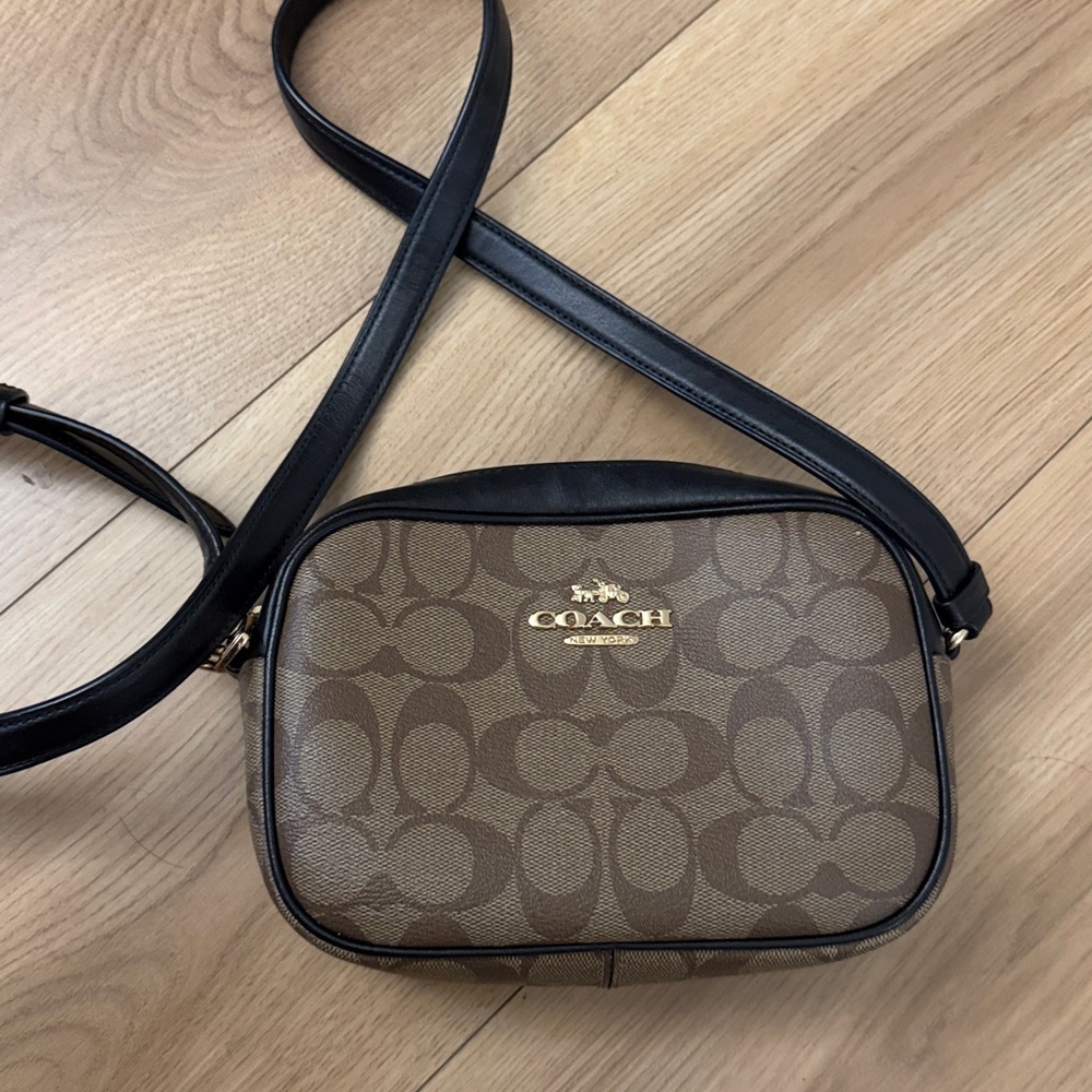 Coach Tan and Black Signature Crossbody Bag - Picture 2 of 3